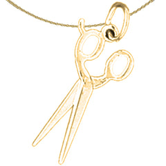 Sterling Silver Scissors Pendant (Rhodium or Yellow Gold-plated)