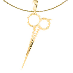 Sterling Silver 3D Scissors Pendant (Rhodium or Yellow Gold-plated)