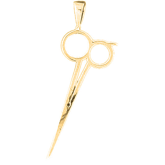 Yellow Gold-plated Silver 3D Scissors Pendant