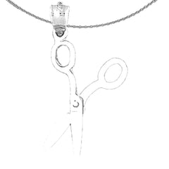 Sterling Silver 3D Moveable Scissors Pendant (Rhodium or Yellow Gold-plated)