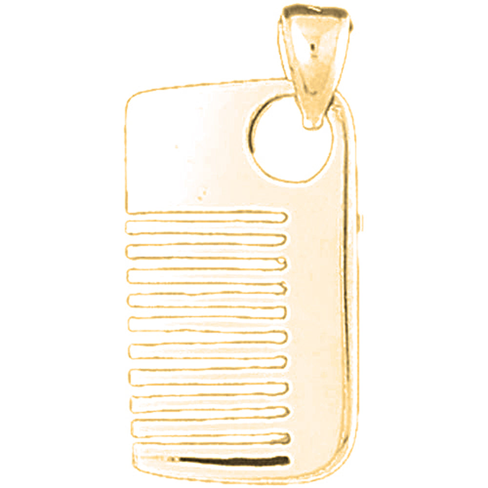 Yellow Gold-plated Silver 3D Comb Pendant