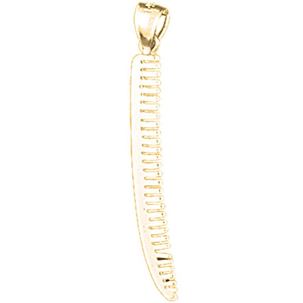 Yellow Gold-plated Silver Comb Pendant