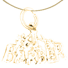 Sterling Silver #1 Barber Pendant (Rhodium or Yellow Gold-plated)