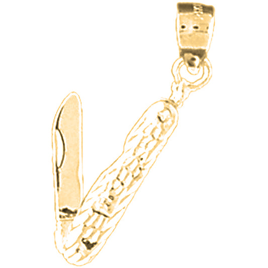 Yellow Gold-plated Silver 3D Moveable Pocket Knife Pendant