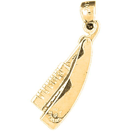Yellow Gold-plated Silver 3D Moveable Knife Pendant