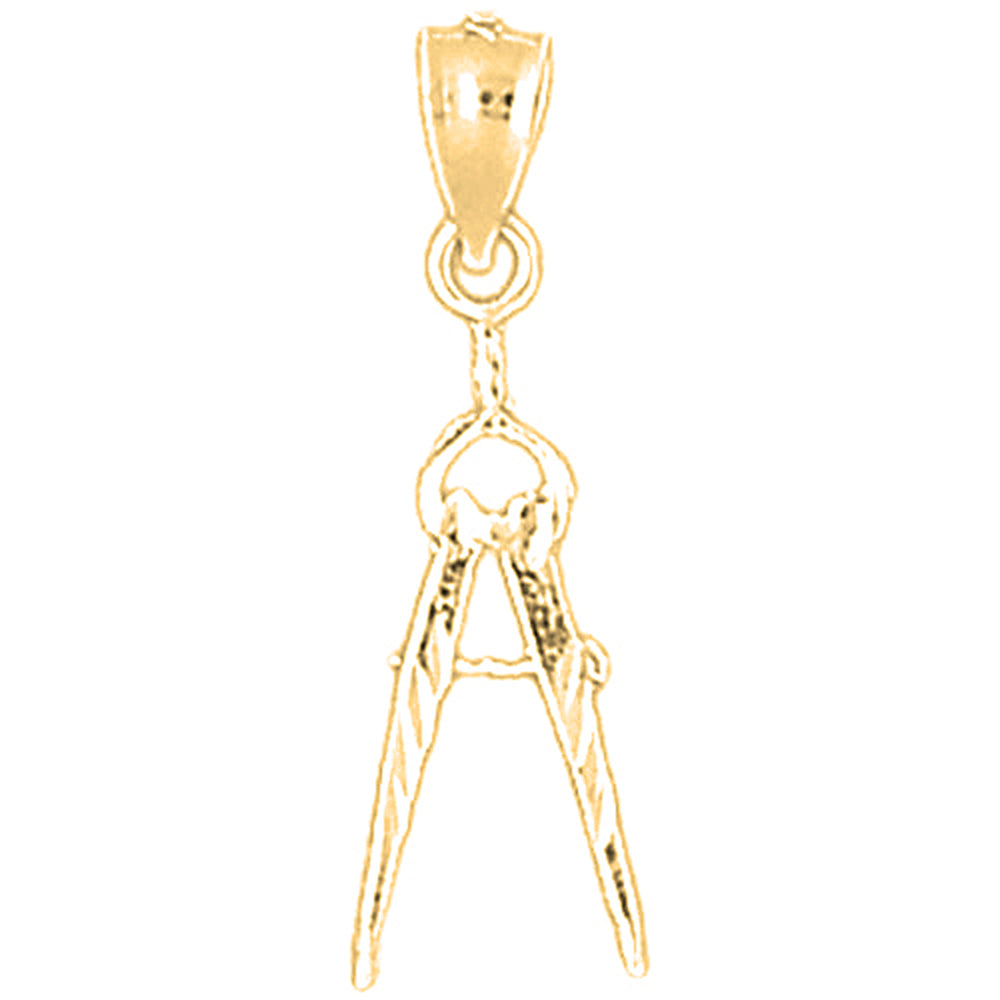 Yellow Gold-plated Silver Drawing Compass Pendant