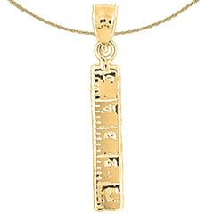 Sterling Silver Ruler Pendant (Rhodium or Yellow Gold-plated)