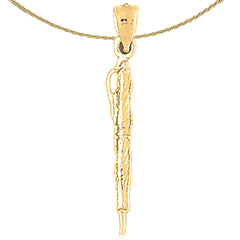 Sterling Silver Pen Pendant (Rhodium or Yellow Gold-plated)