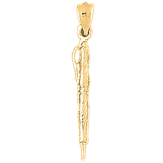Yellow Gold-plated Silver Pen Pendant