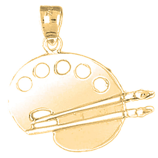 Yellow Gold-plated Silver Painters Pallete Pendant