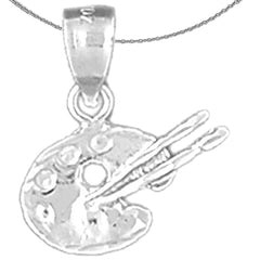 Sterling Silver Painters Pallete Pendant (Rhodium or Yellow Gold-plated)
