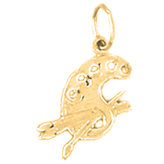 Yellow Gold-plated Silver Painters Pallete Pendant