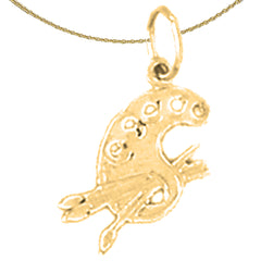 Sterling Silver Painters Pallete Pendant (Rhodium or Yellow Gold-plated)