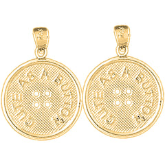 14K or 18K Gold 24mm "Cute As A Button" Button Earrings
