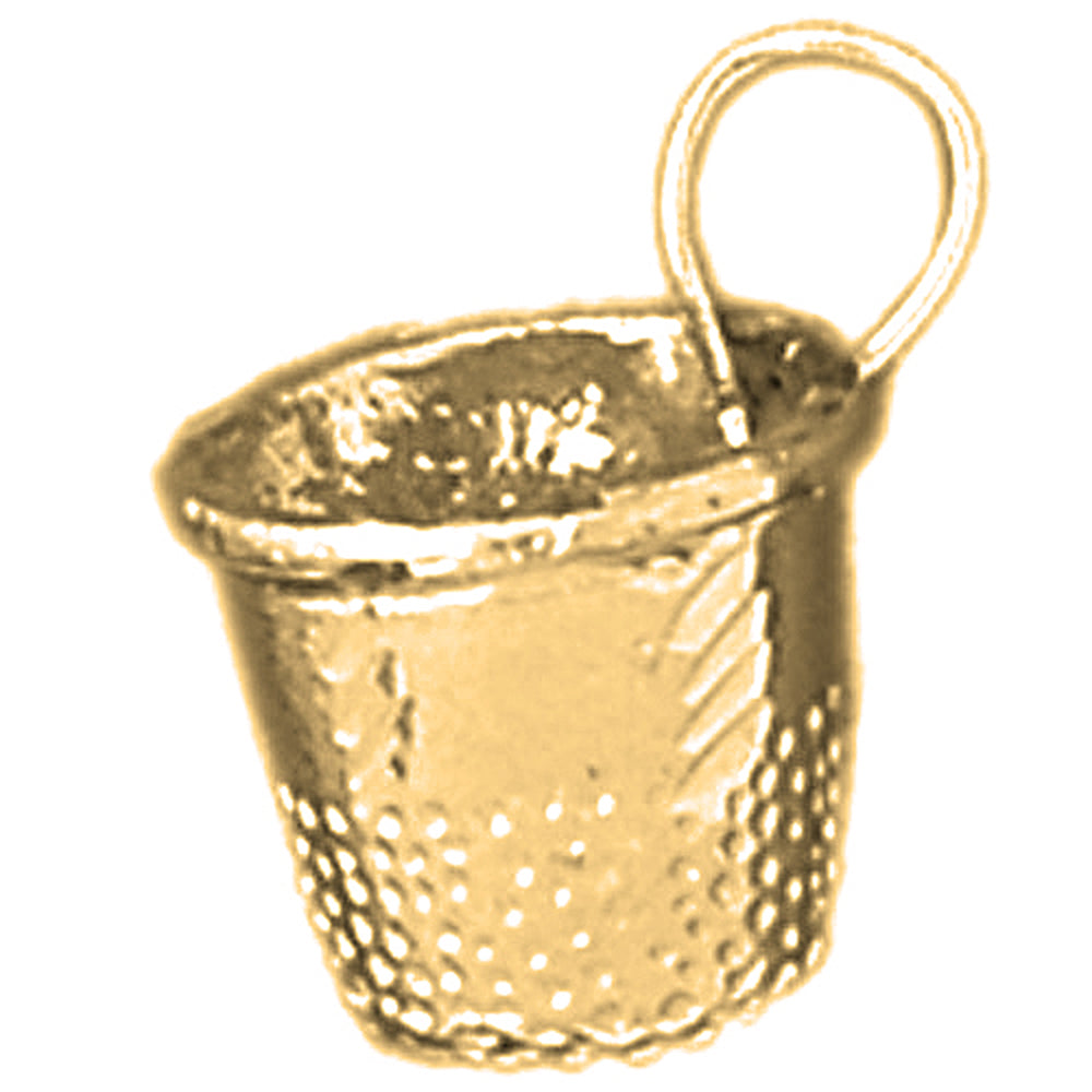 Yellow Gold-plated Silver 3D Thimble Pendant