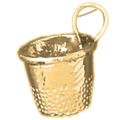 Sterling Silver 3D Thimble Pendant (Rhodium or Yellow Gold-plated)