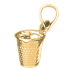 Colgante de dedal 3D de plata de ley (bañado en rodio o oro amarillo)