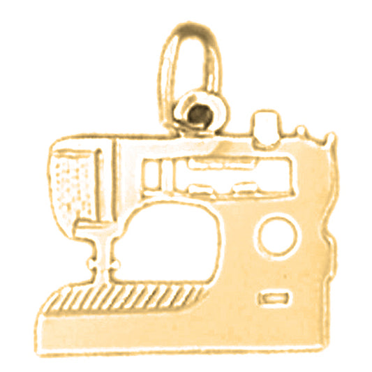 Yellow Gold-plated Silver Sewing Machine Pendant