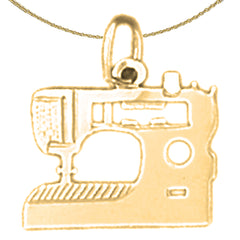 Sterling Silver Sewing Machine Pendant (Rhodium or Yellow Gold-plated)