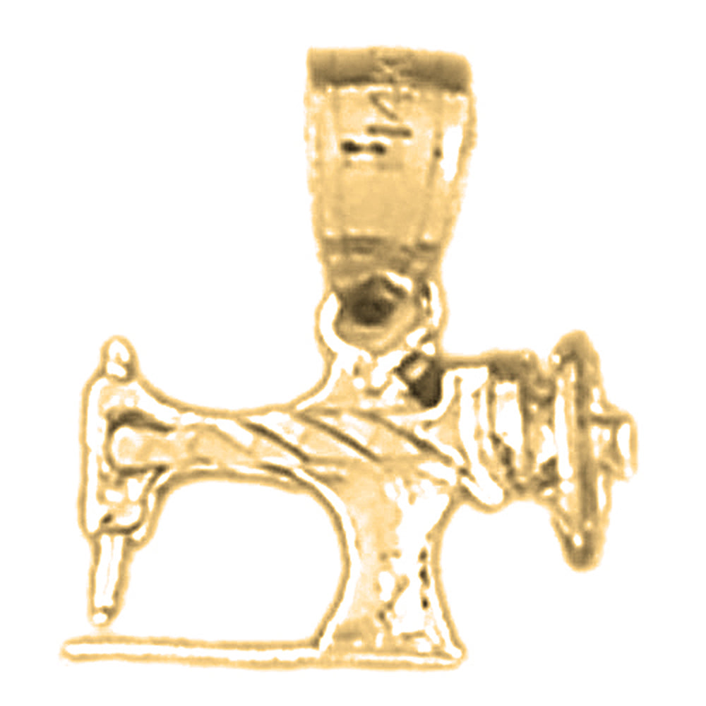 Yellow Gold-plated Silver 3D Sewing Machine Pendant