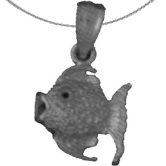 Sterling Silver Tropical Angelfish Pendant (Rhodium or Yellow Gold-plated)