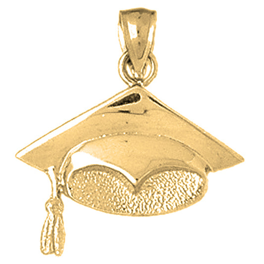 Yellow Gold-plated Silver Granduation Cap, Hat Pendant