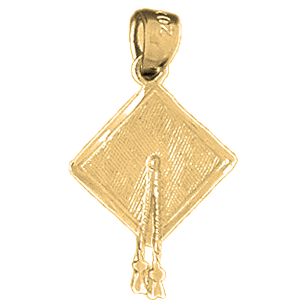 Yellow Gold-plated Silver Grauation Cap. Hat Pendant
