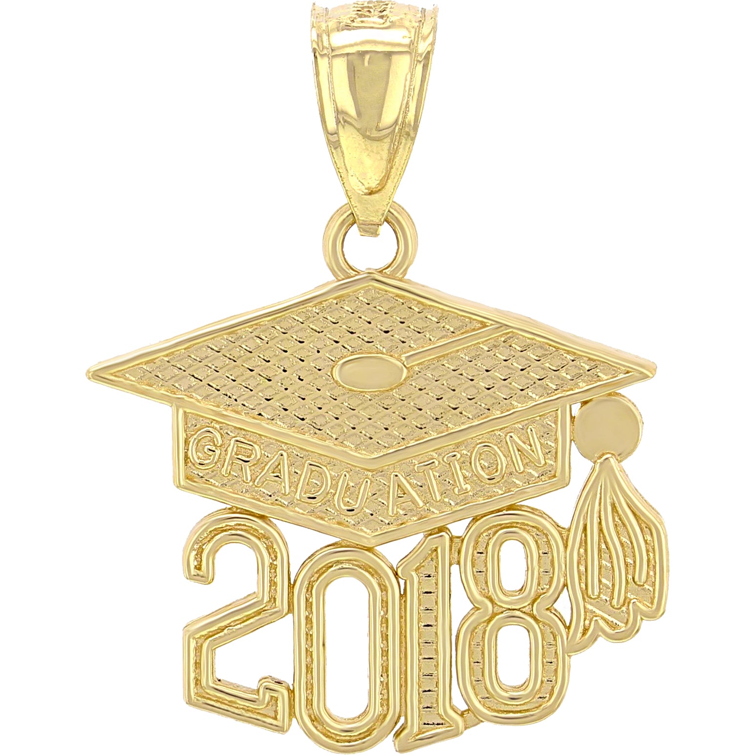 Yellow Gold-plated Silver Graduation Cap, Diploma (With Current Year) Pendant