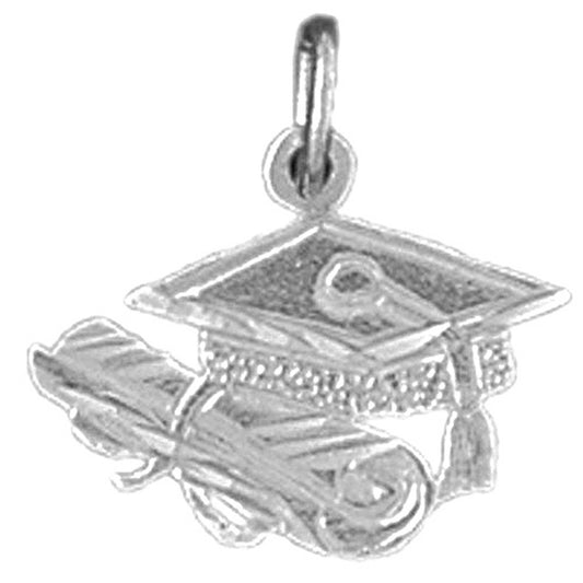 Sterling Silver Grauation Ca, Hat, And Diploma Pendant