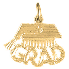 Yellow Gold-plated Silver "Grad" With Gruduation Cap, Hat Pendant