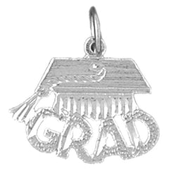 Sterling Silver "Grad" With Gruduation Cap, Hat Pendant