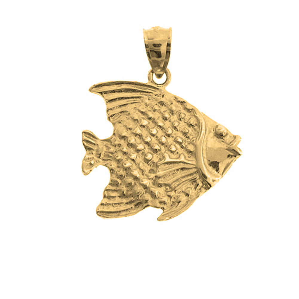 Yellow Gold-plated Silver Tropical Angelfish Pendant