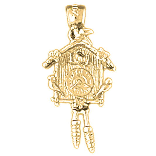 Yellow Gold-plated Silver D/C Cuckoo Clock Pendant