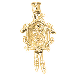 Yellow Gold-plated Silver D/C Cuckoo Clock Pendant
