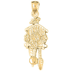 Yellow Gold-plated Silver Cuckooo Clock Pendant