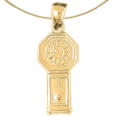 Sterling Silver Grandfather Clock Pendant (Rhodium or Yellow Gold-plated)