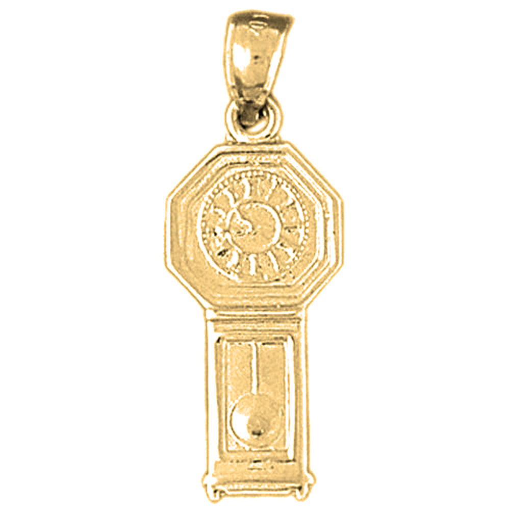 Yellow Gold-plated Silver Grandfather Clock Pendant