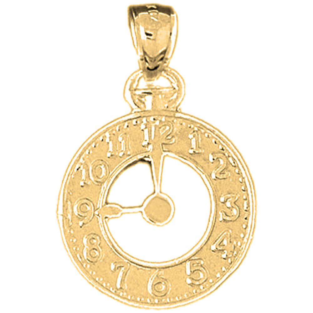 Yellow Gold-plated Silver Clock Pendant