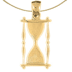 Sterling Silver Hour Glass Pendant (Rhodium or Yellow Gold-plated)