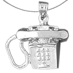 Colgante de teléfono de plata de ley (bañado en rodio o oro amarillo)