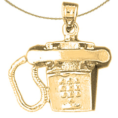 Colgante de teléfono de plata de ley (bañado en rodio o oro amarillo)