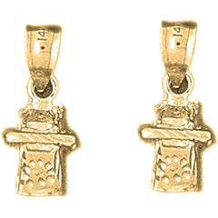 14K or 18K Gold 17mm 3D Telephone Earrings