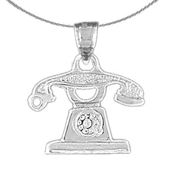 Sterling Silver Telephone Pendant (Rhodium or Yellow Gold-plated)