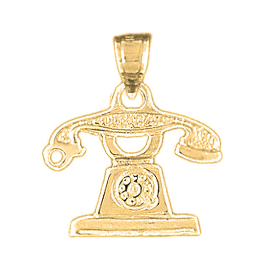 Yellow Gold-plated Silver Telephone Pendant