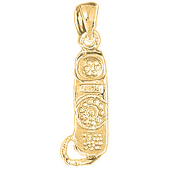 Yellow Gold-plated Silver Telephone Pendant