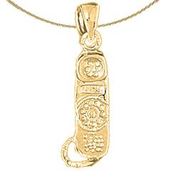 Sterling Silver Telephone Pendant (Rhodium or Yellow Gold-plated)