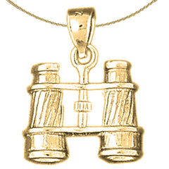 Sterling Silver 3D Binoculars Pendant (Rhodium or Yellow Gold-plated)