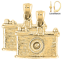 14K or 18K Gold 3D Camera Earrings