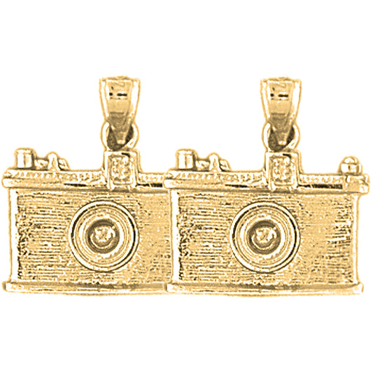 Yellow Gold-plated Silver 18mm 3D Camera Earrings