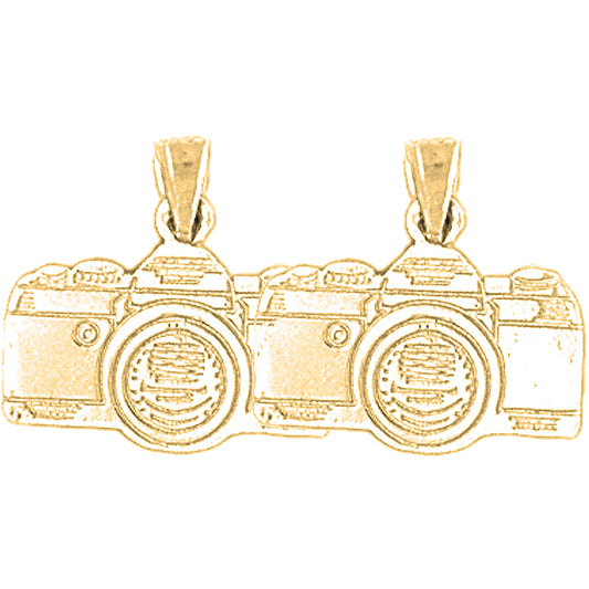 Yellow Gold-plated Silver 17mm 3D Camera Earrings